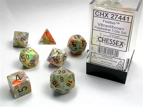 Chessex Festive Vibrant/Brown Polyhedral 7-Die Set