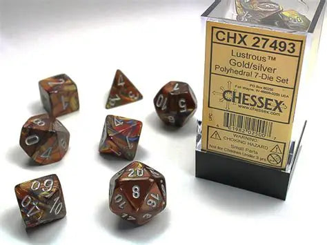 Chessex Lustrous Gold/Silver Polyhedral 7-Die Set
