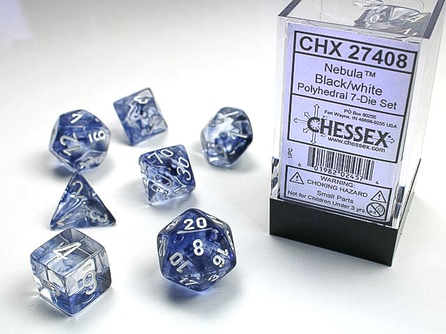Chessex Nebula Black/White Polyhedral 7-Die Set
