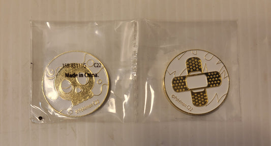 Pokemon TCG Sword And Shield Metal Burn And Poison Condition Tokens Gold
