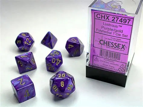 Chessex Lustrous Purple/Gold Polyhedral 7-Die Set