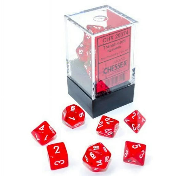 Chessex Translucent Red/White Polyhedral 7-Die Set