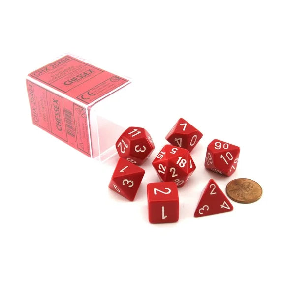 Chessex Opaque Red/White Polyhedral 7-Die Set