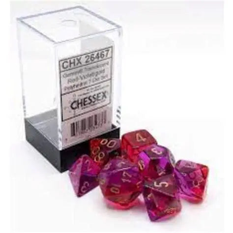 Chessex Gemini Translucent Red-Violet/Gold Polyhedral 7-Die Se