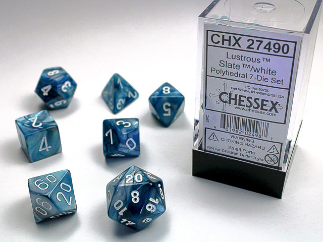 Chessex Lustrous Slate/White Polyhedral 7-Die Set
