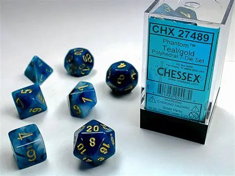 Chessex Phantom Teal/Gold Polyhedral 7-Die Set