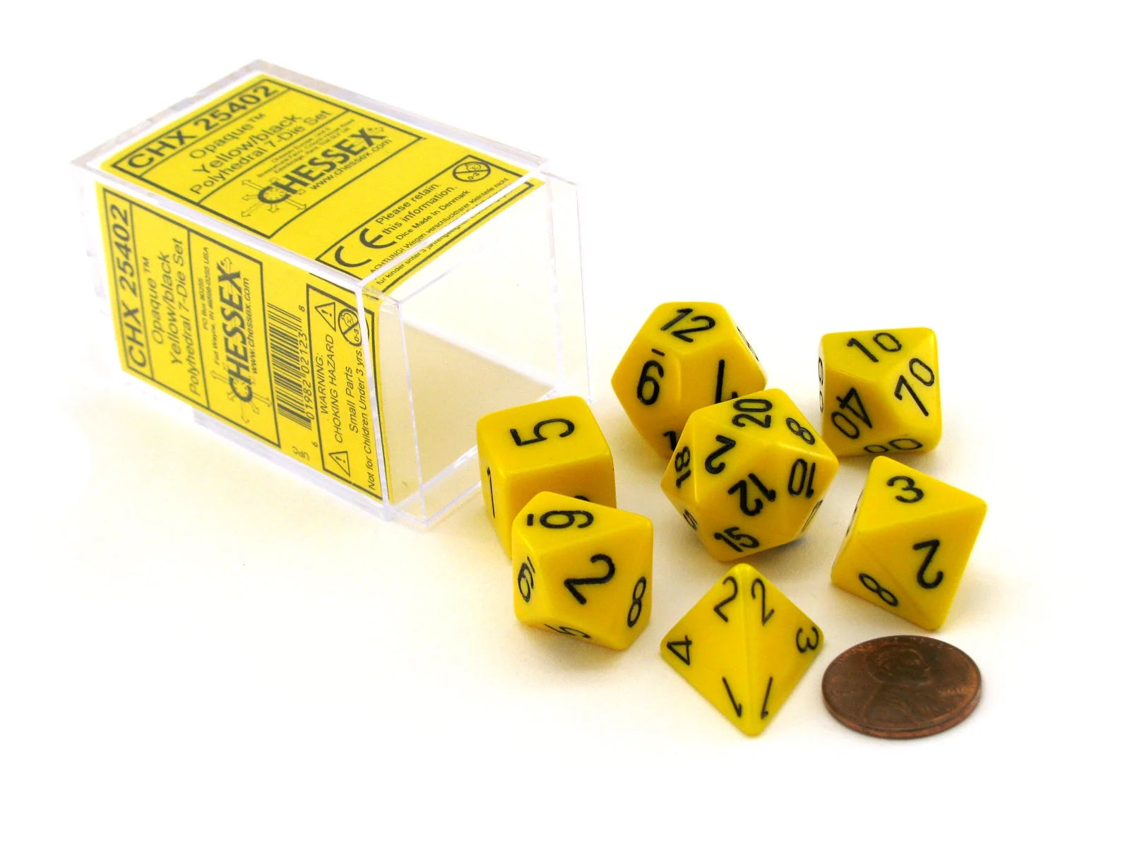 Chessex Opaque Yellow/Black Polyhedral 7-Die Set